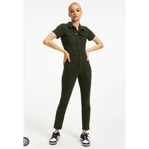 Good American Fit For Success Denim Straight Leg Jumpsuit Green Size 2/ M